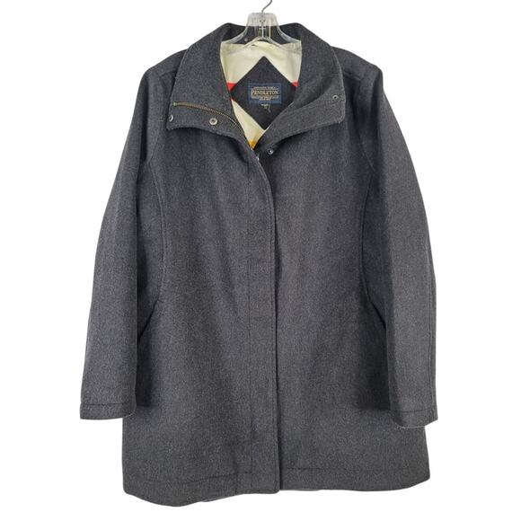 Pendleton Charcoal Wool Long Coat Full Zip L $455 - Picture 1 of 3